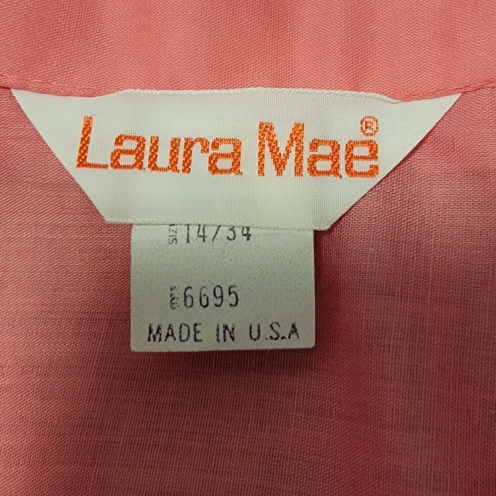 Vintage Laura Mae Womens Pink Deadstock Basic Button Up Shirt Size 14/34 - Picture 6 of 8